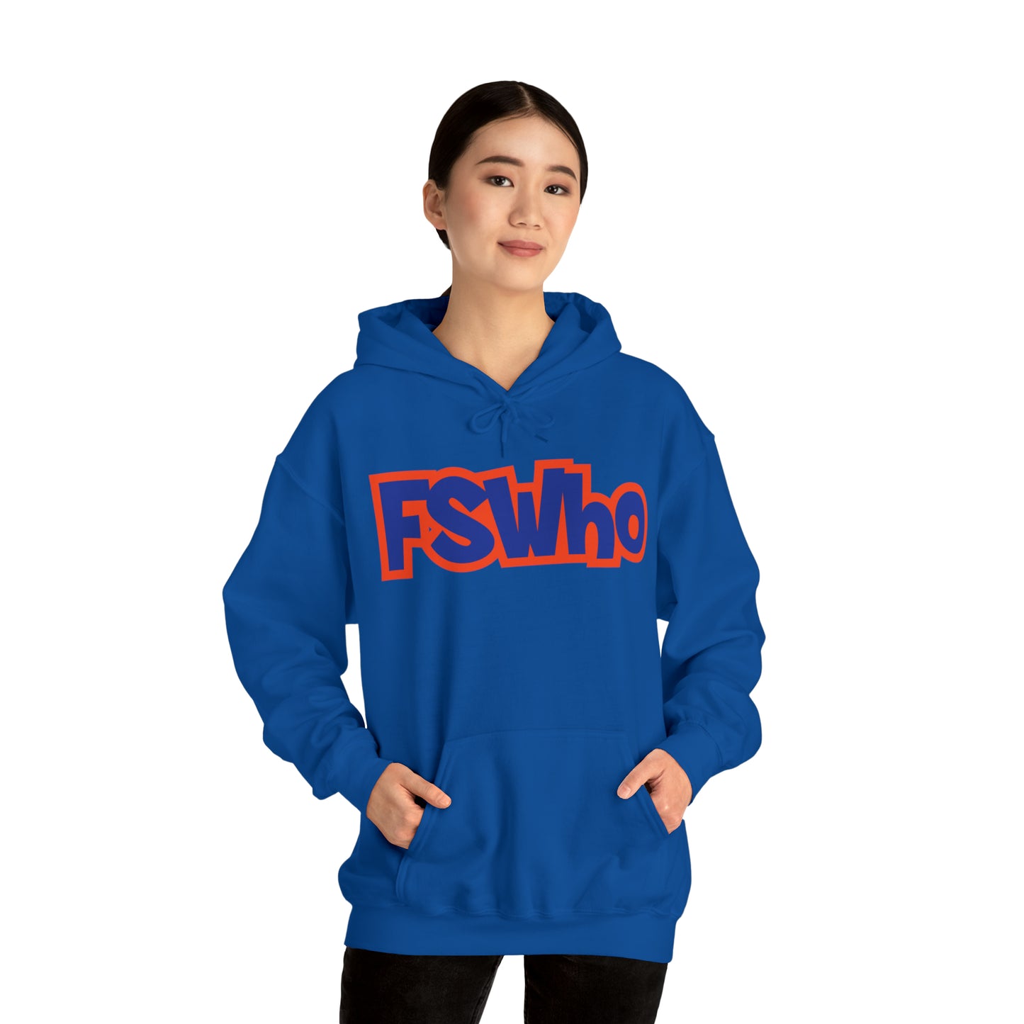 Unisex Heavy Blend™ Hooded Sweatshirt FSWho Blue Lettering