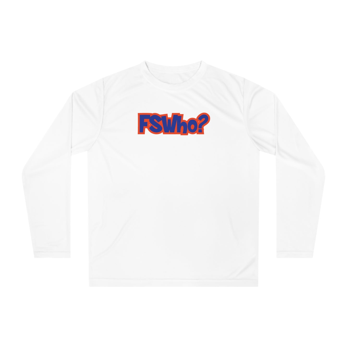 Unisex Performance Long Sleeve Shirt FSWho w/? Blue Lettering