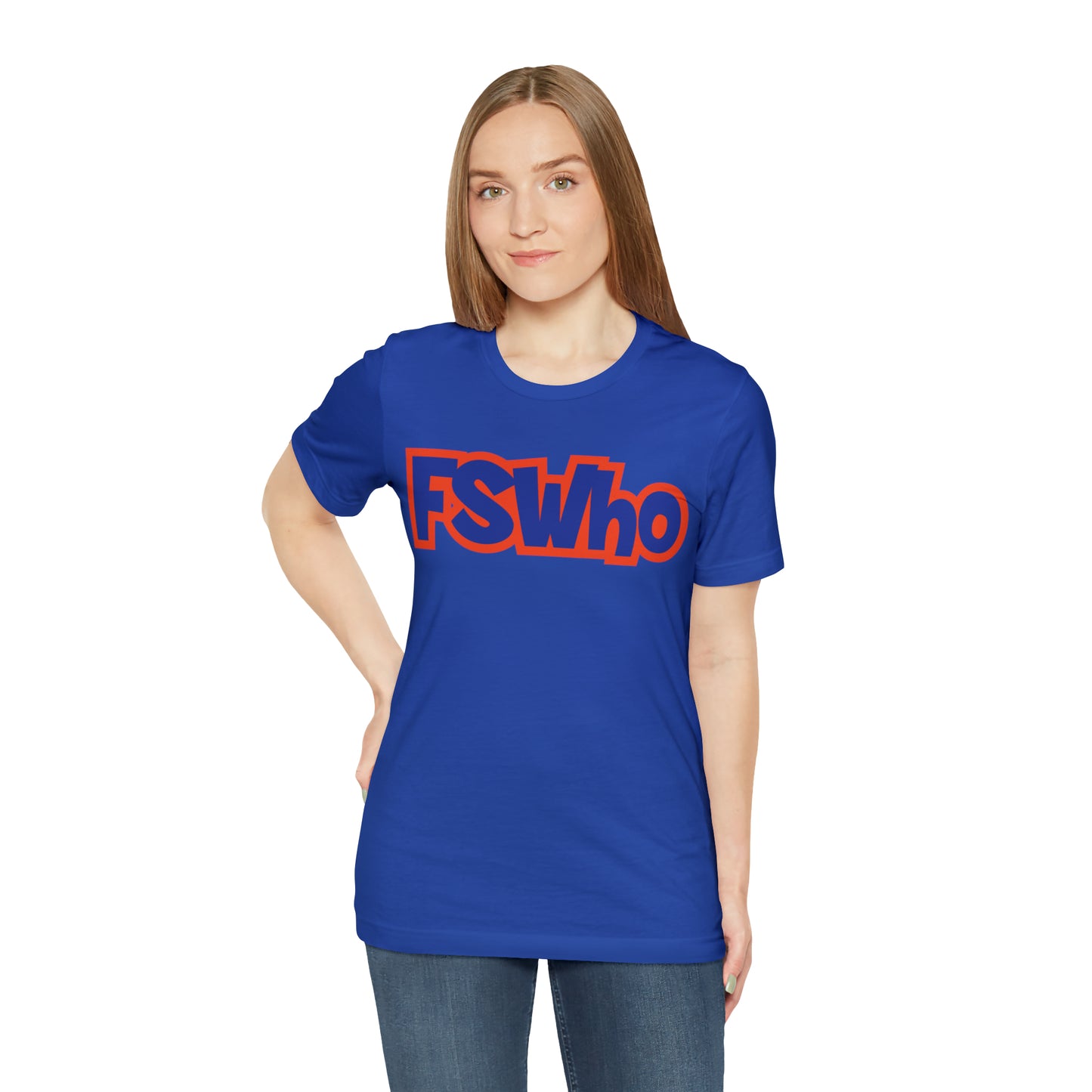 Unisex Jersey Short Sleeve Tee FSWho Blue Lettering