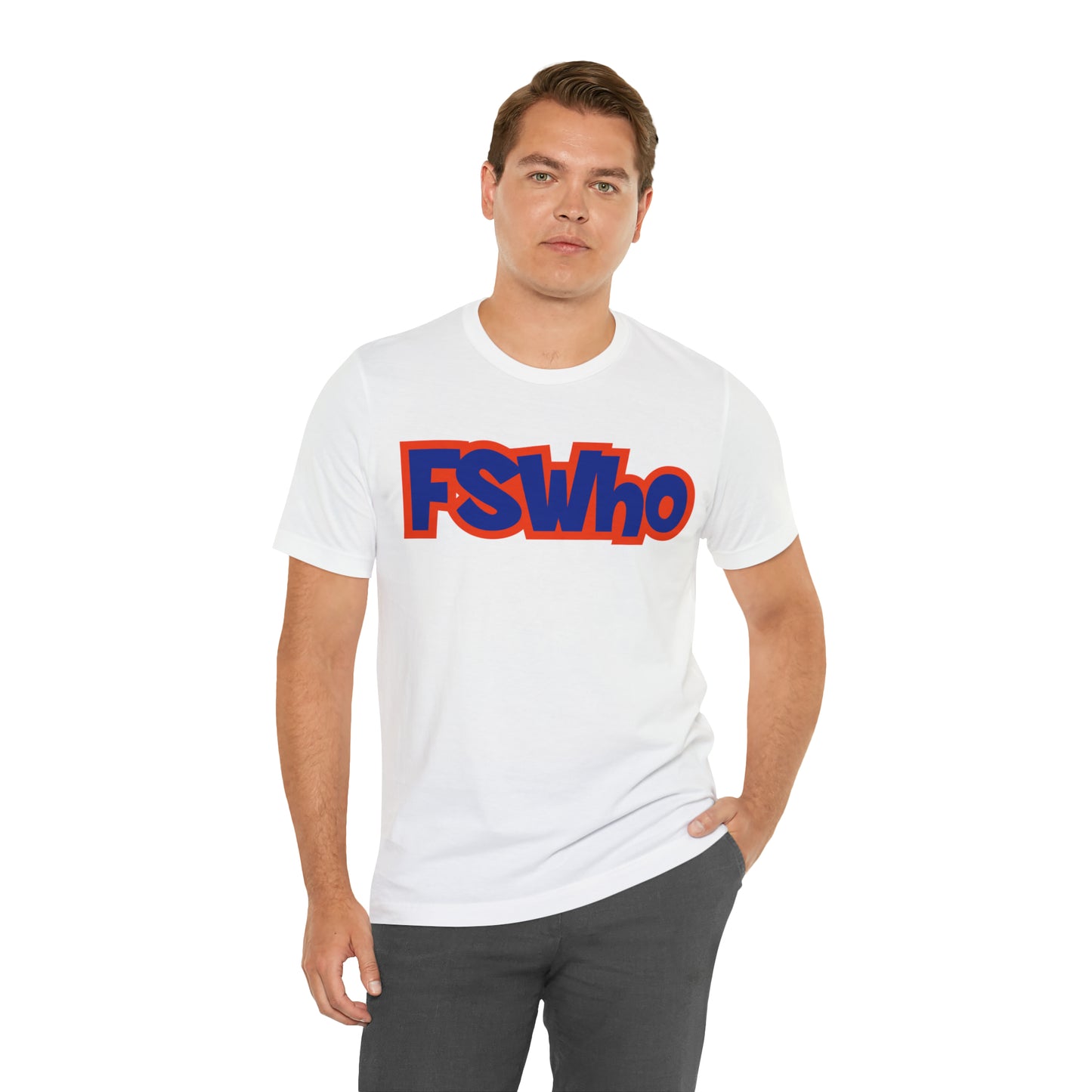 Unisex Jersey Short Sleeve Tee FSWho Blue Lettering