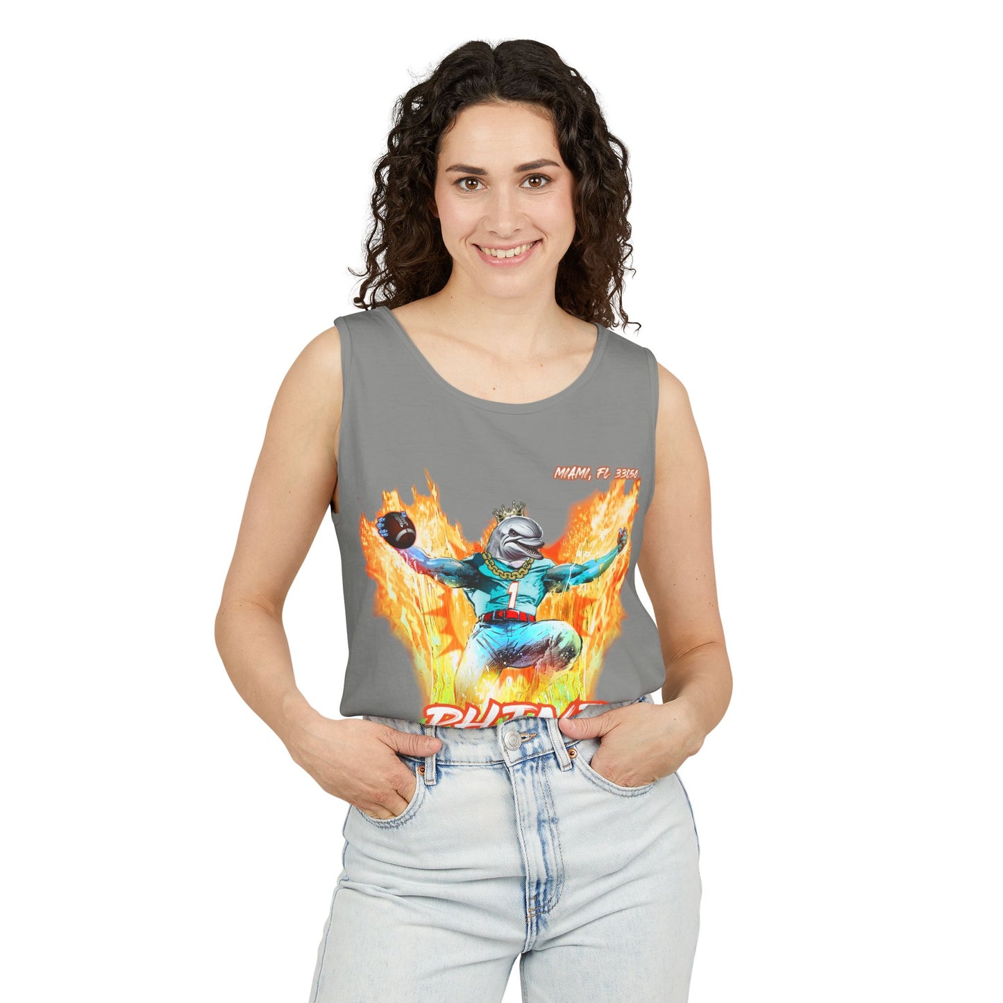 Phins Up (V2) Unisex Garment-Dyed Tank Top