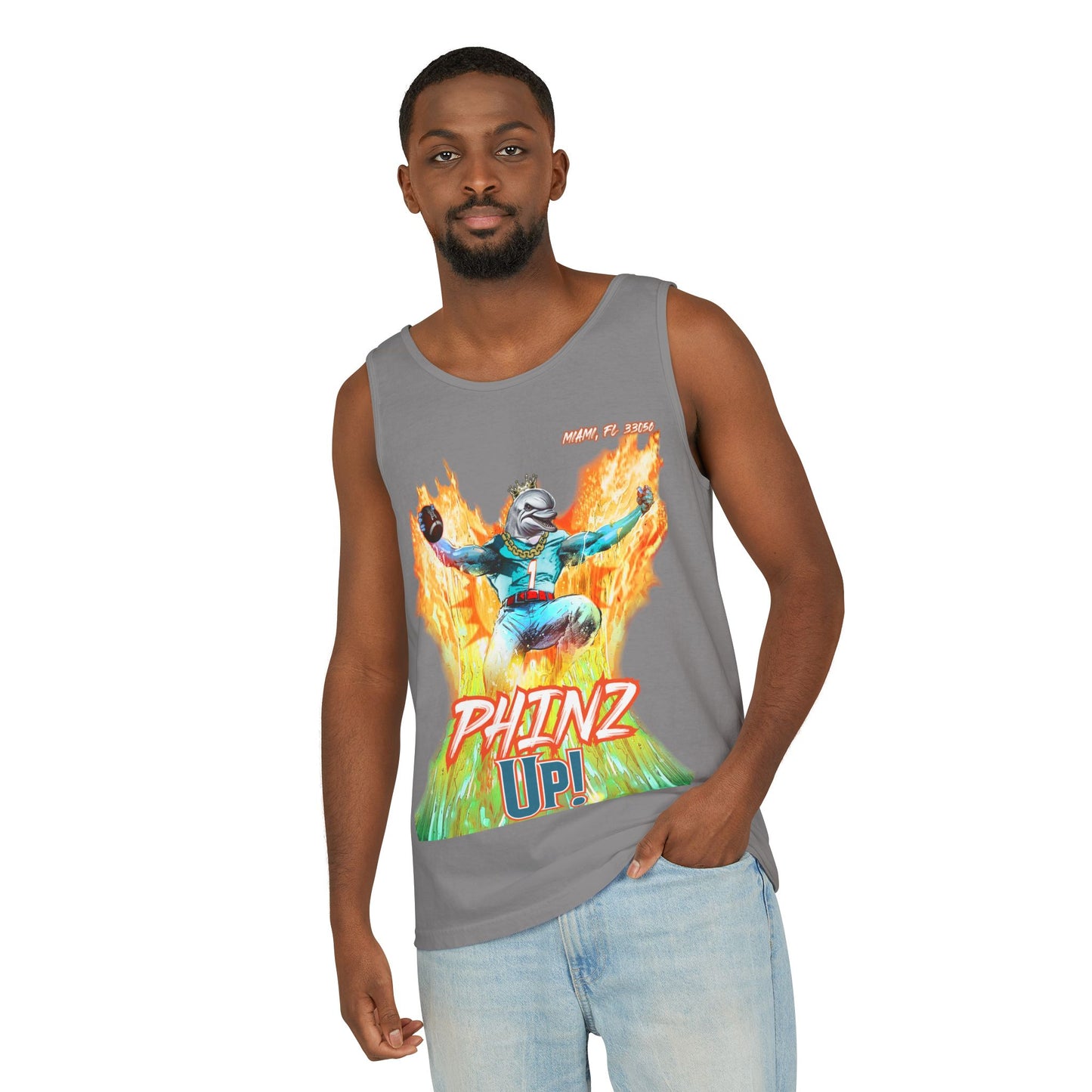 Phins Up (V2) Unisex Garment-Dyed Tank Top