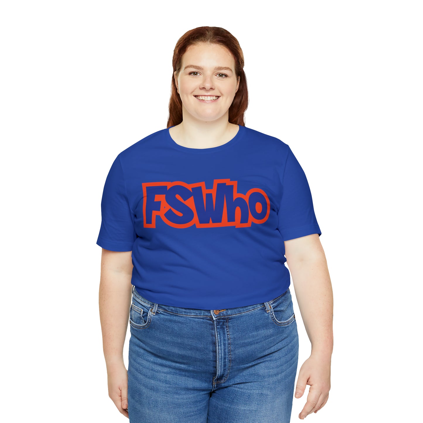 Unisex Jersey Short Sleeve Tee FSWho Blue Lettering