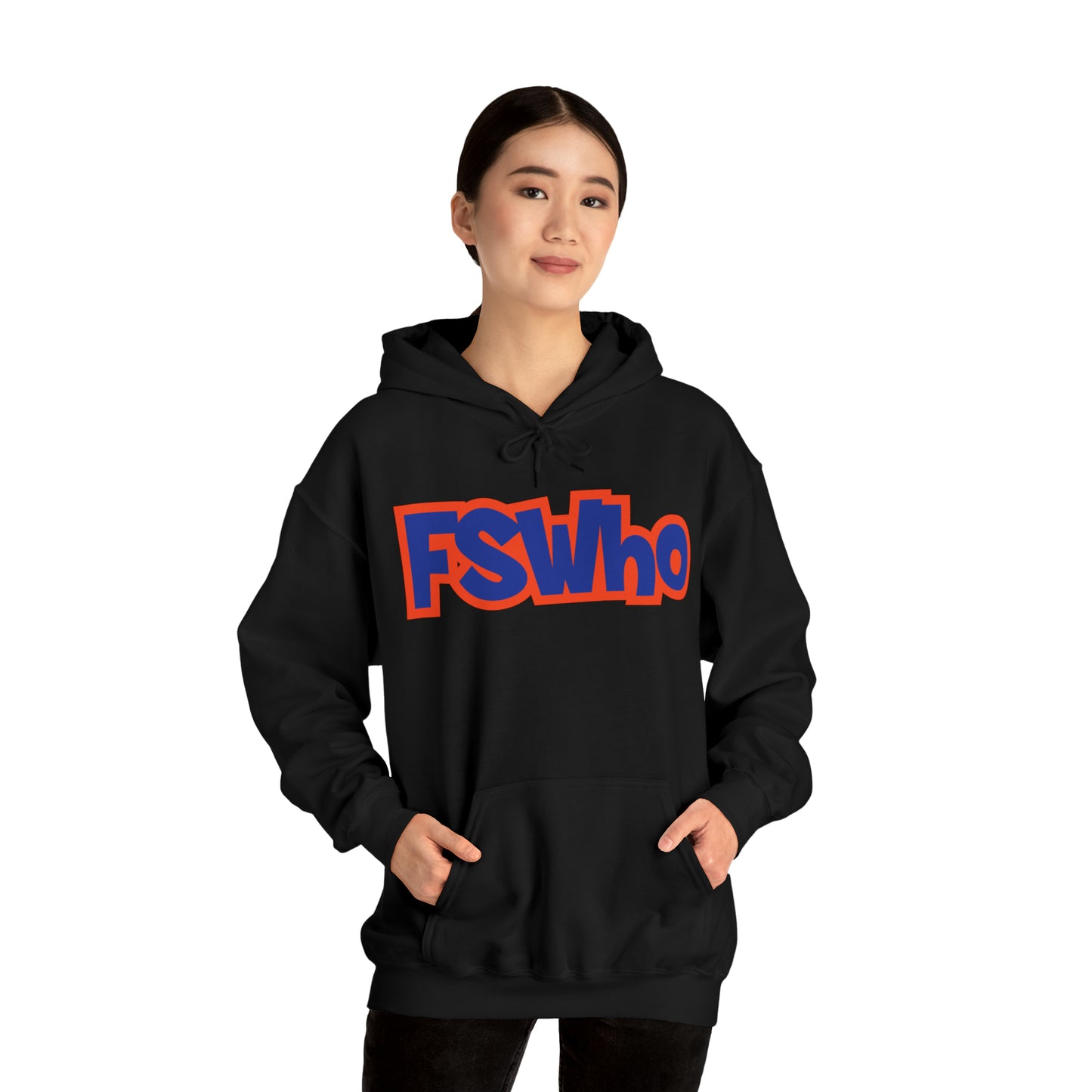 Unisex Heavy Blend™ Hooded Sweatshirt FSWho Blue Lettering