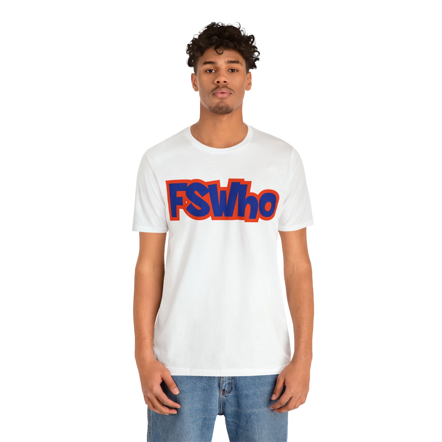 Unisex Jersey Short Sleeve Tee FSWho Blue Lettering