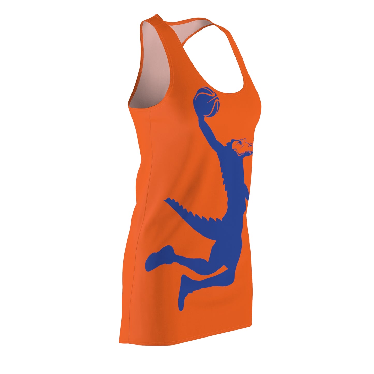 ChompMan Basketball (V5 / Orange) Women's Cut & Sew Racerback Dress (AOP)