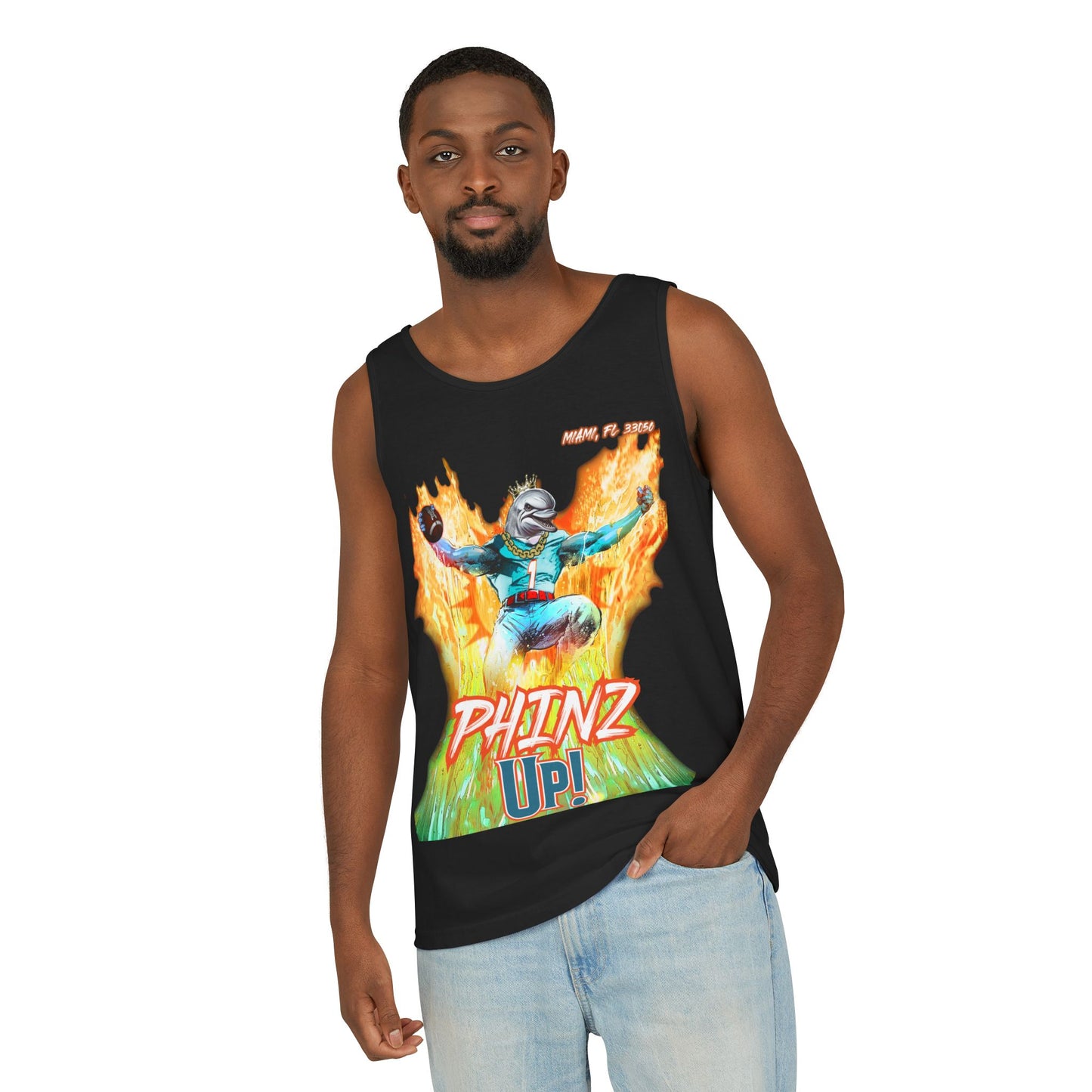 Phins Up (V2) Unisex Garment-Dyed Tank Top