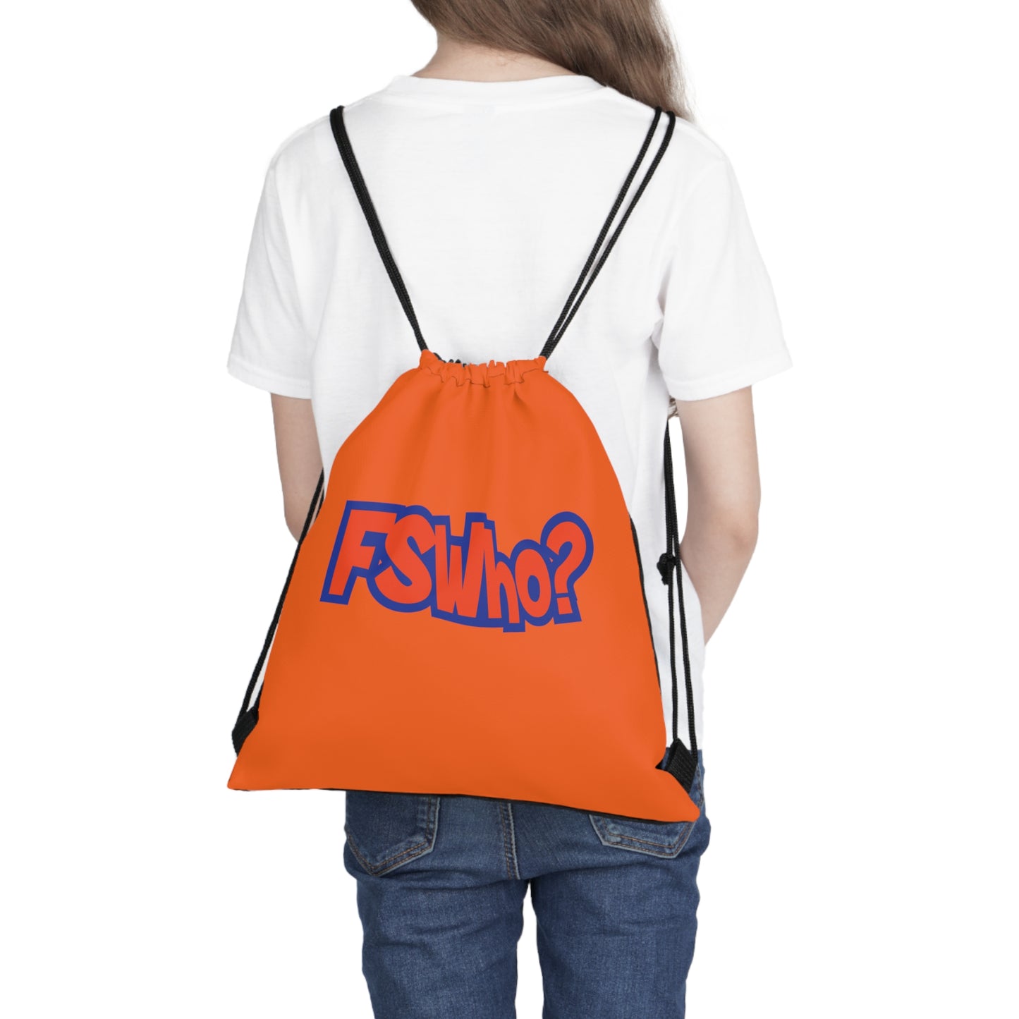 Outdoor Drawstring Bag FSWho w/? Orange Lettering (Orange)
