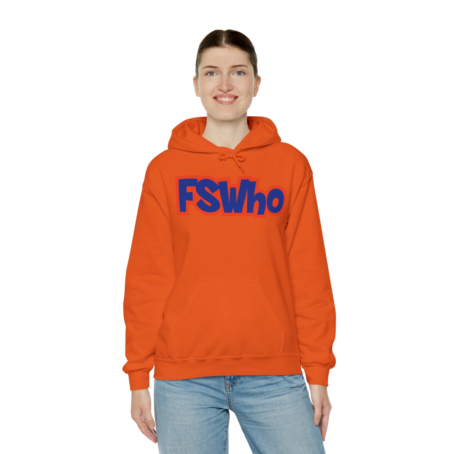 Unisex Heavy Blend™ Hooded Sweatshirt FSWho Blue Lettering