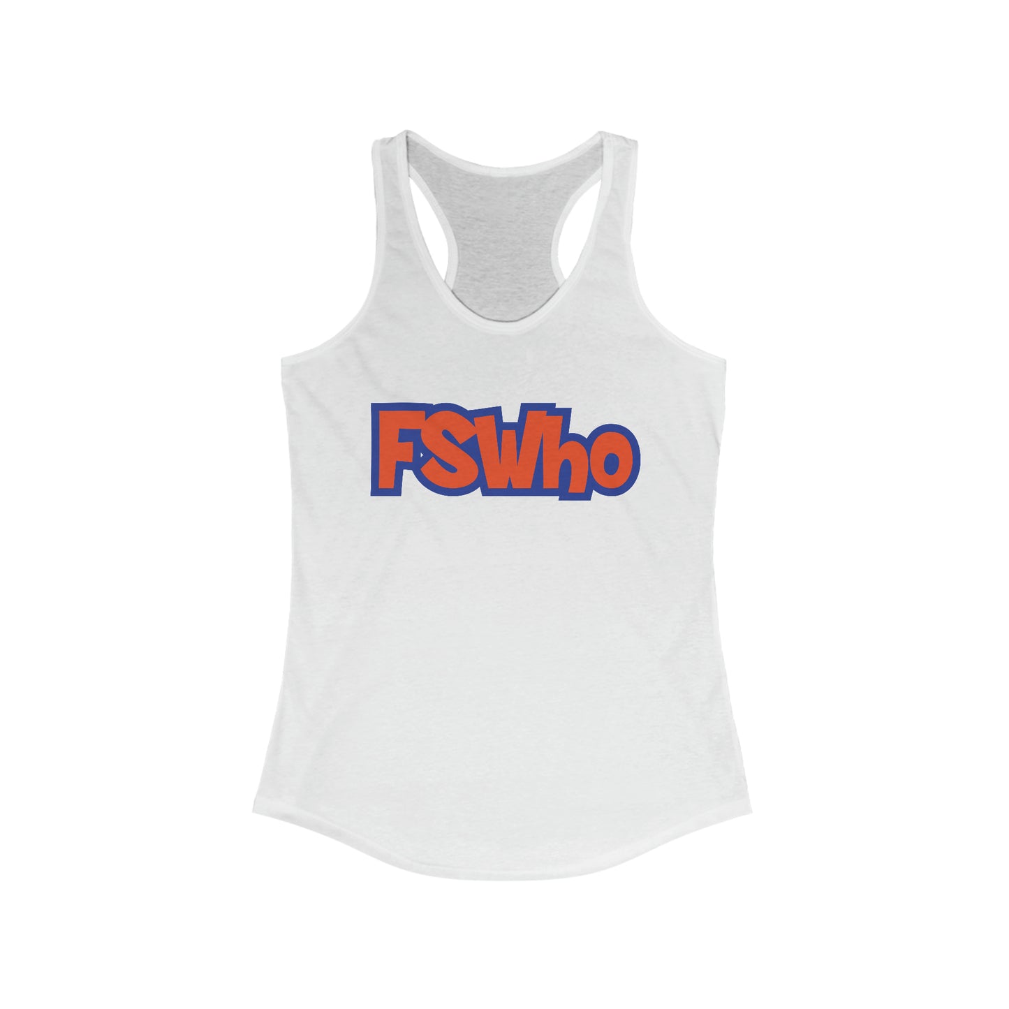 Women's Ideal Racerback Tank FSWho Orange Lettering