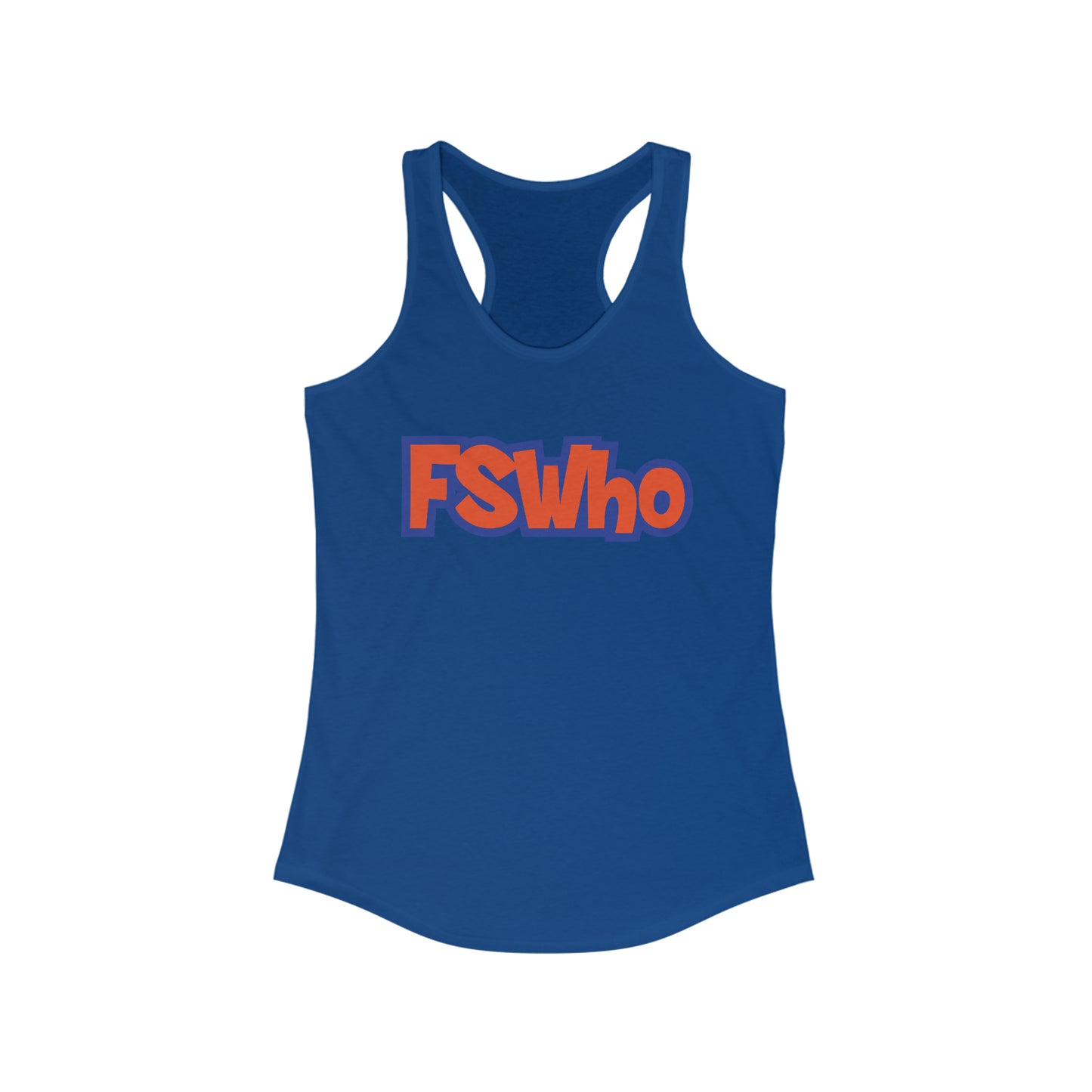Women's Ideal Racerback Tank FSWho Orange Lettering
