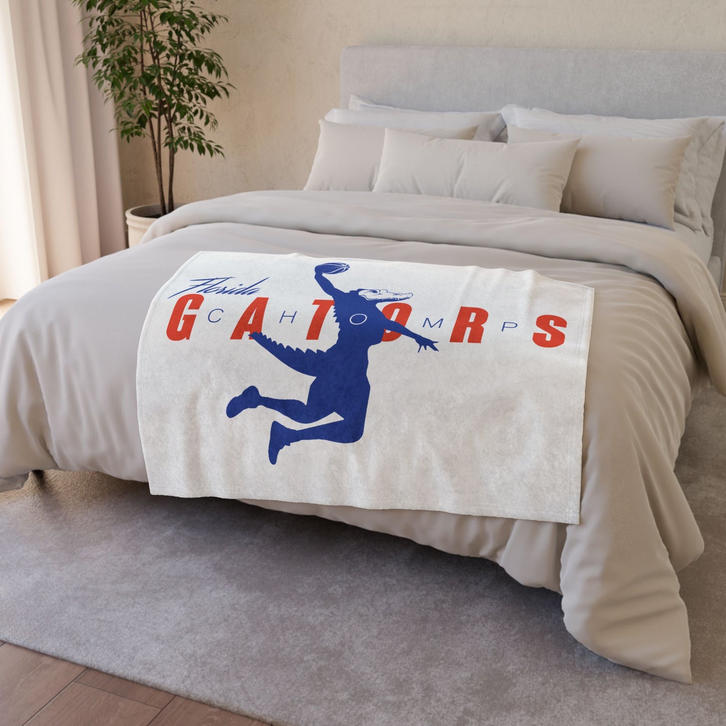 ChompMan Basketball (V1 / White) Soft Polyester Blanket ChompMan_V1