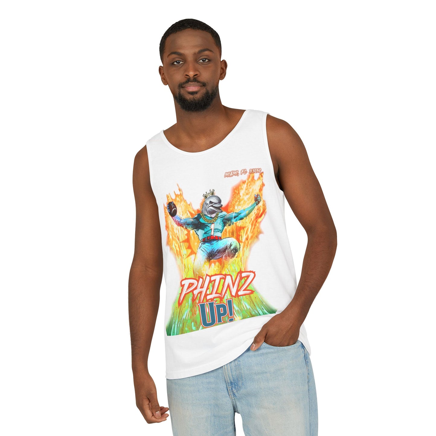 Phins Up (V2) Unisex Garment-Dyed Tank Top
