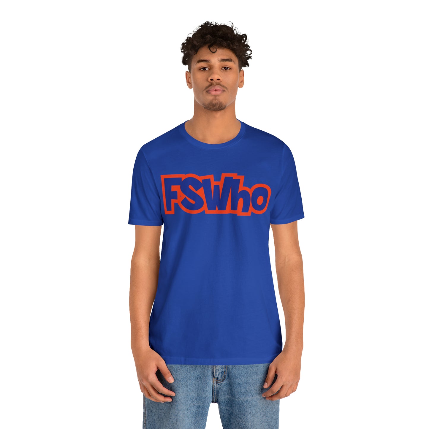Unisex Jersey Short Sleeve Tee FSWho Blue Lettering