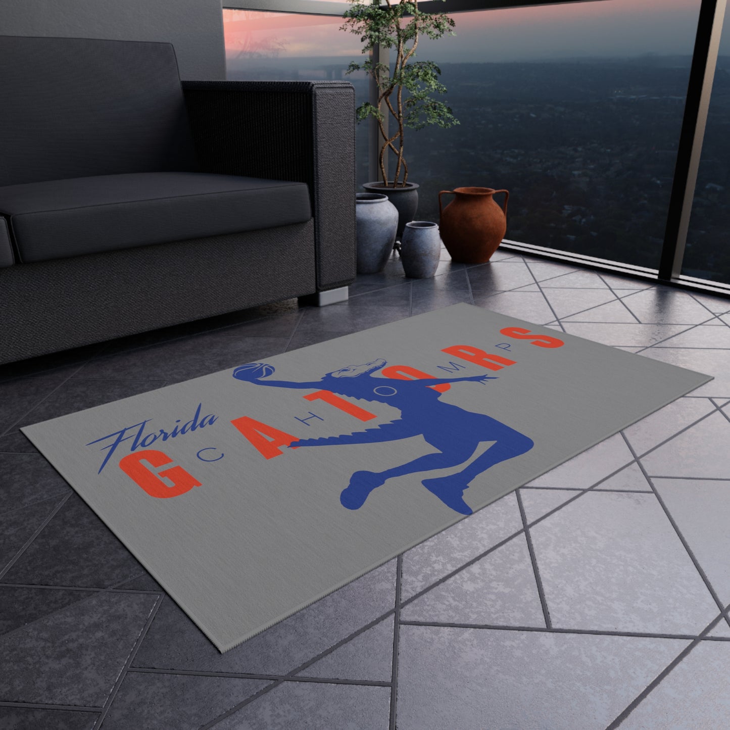 ChompMan Basketball (V1 / Grey) Outdoor Rug