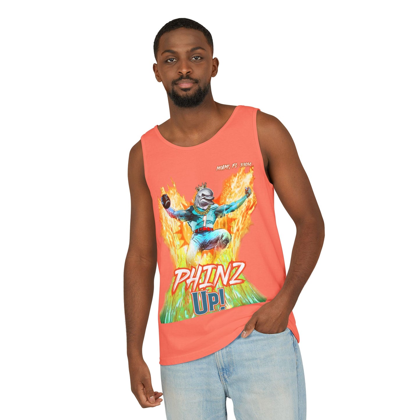 Phins Up (V2) Unisex Garment-Dyed Tank Top