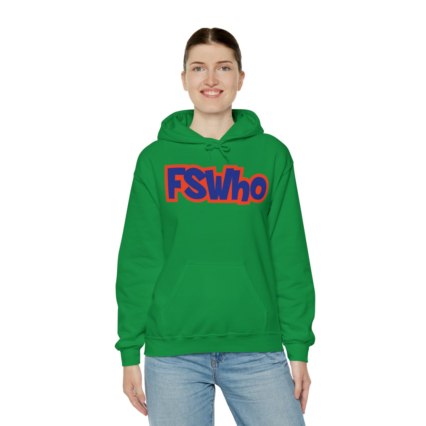 Unisex Heavy Blend™ Hooded Sweatshirt FSWho Blue Lettering