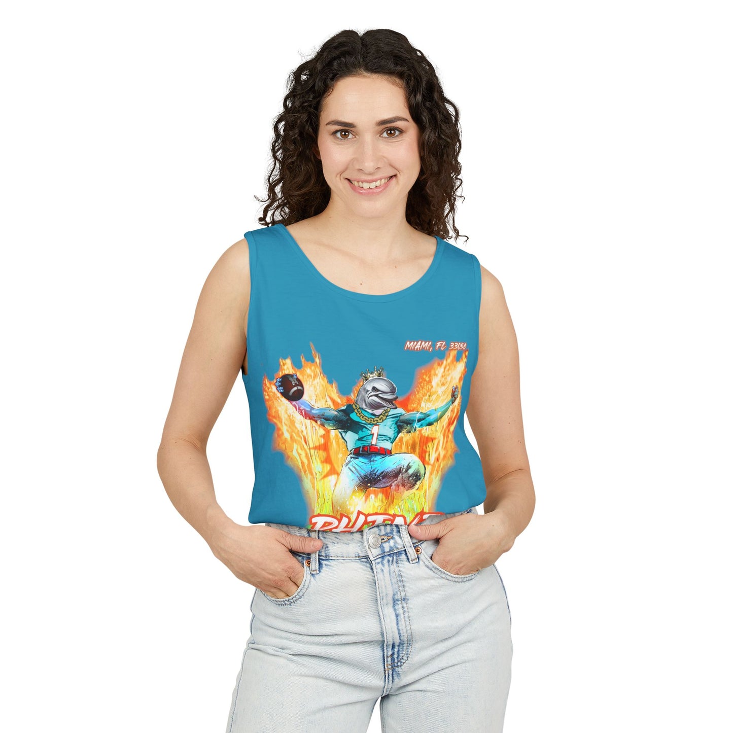 Phins Up (V2) Unisex Garment-Dyed Tank Top