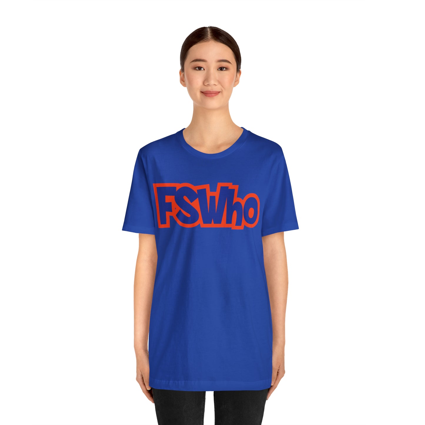 Unisex Jersey Short Sleeve Tee FSWho Blue Lettering