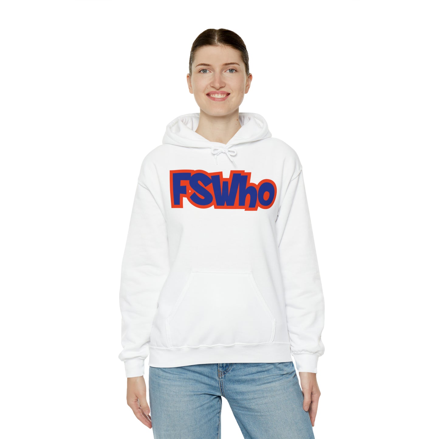 Unisex Heavy Blend™ Hooded Sweatshirt FSWho Blue Lettering
