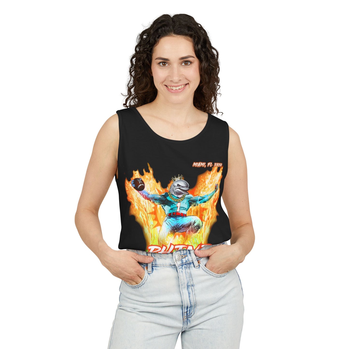 Phins Up (V2) Unisex Garment-Dyed Tank Top