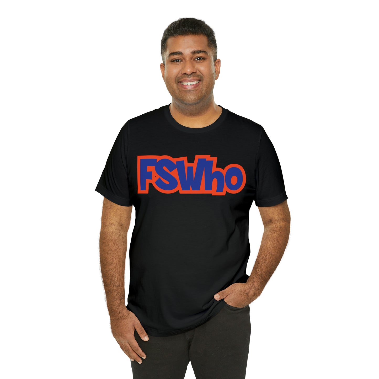 Unisex Jersey Short Sleeve Tee FSWho Blue Lettering