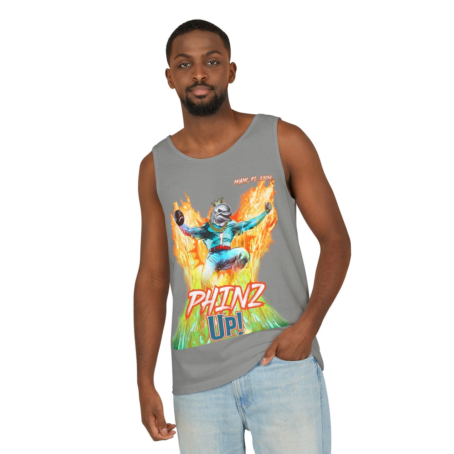 Phins Up (V2) Unisex Garment-Dyed Tank Top