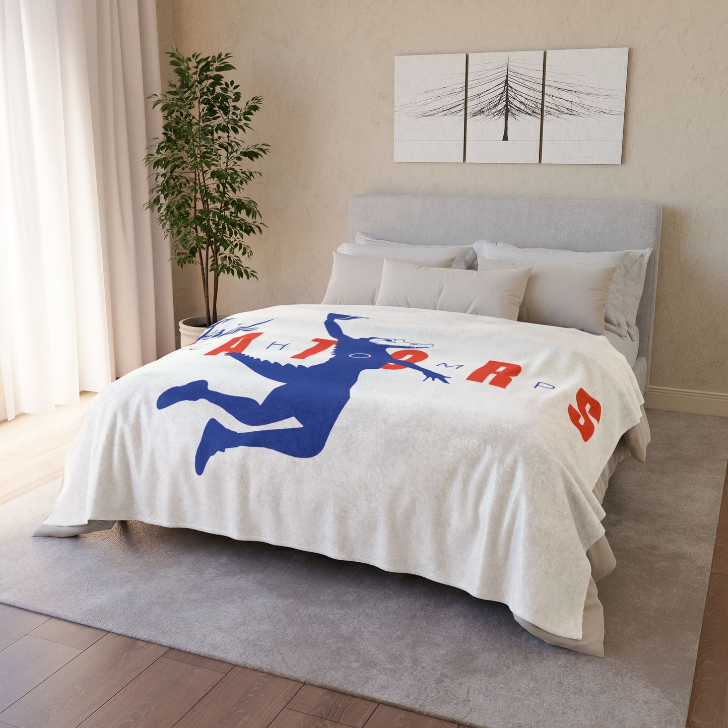 ChompMan Basketball (V1 / White) Soft Polyester Blanket ChompMan_V1