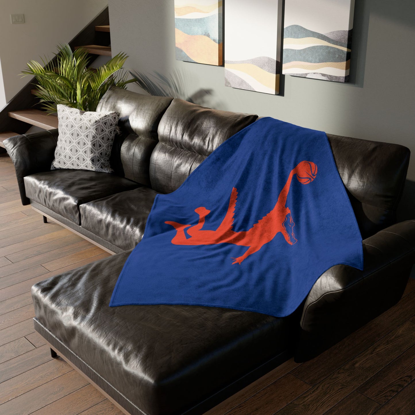 ChompMan Basketball (V6 / Blue) Soft Polyester Blanket