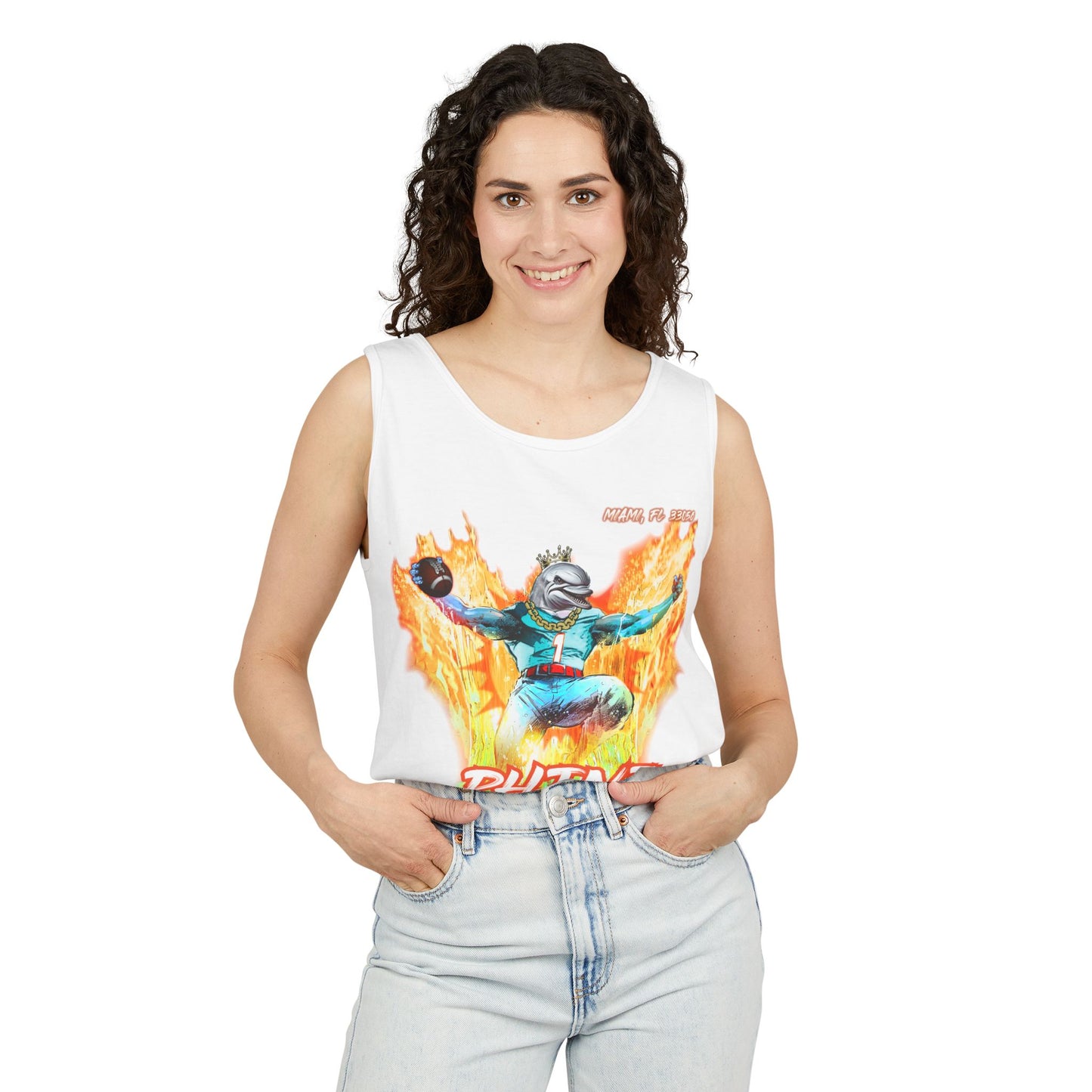 Phins Up (V2) Unisex Garment-Dyed Tank Top