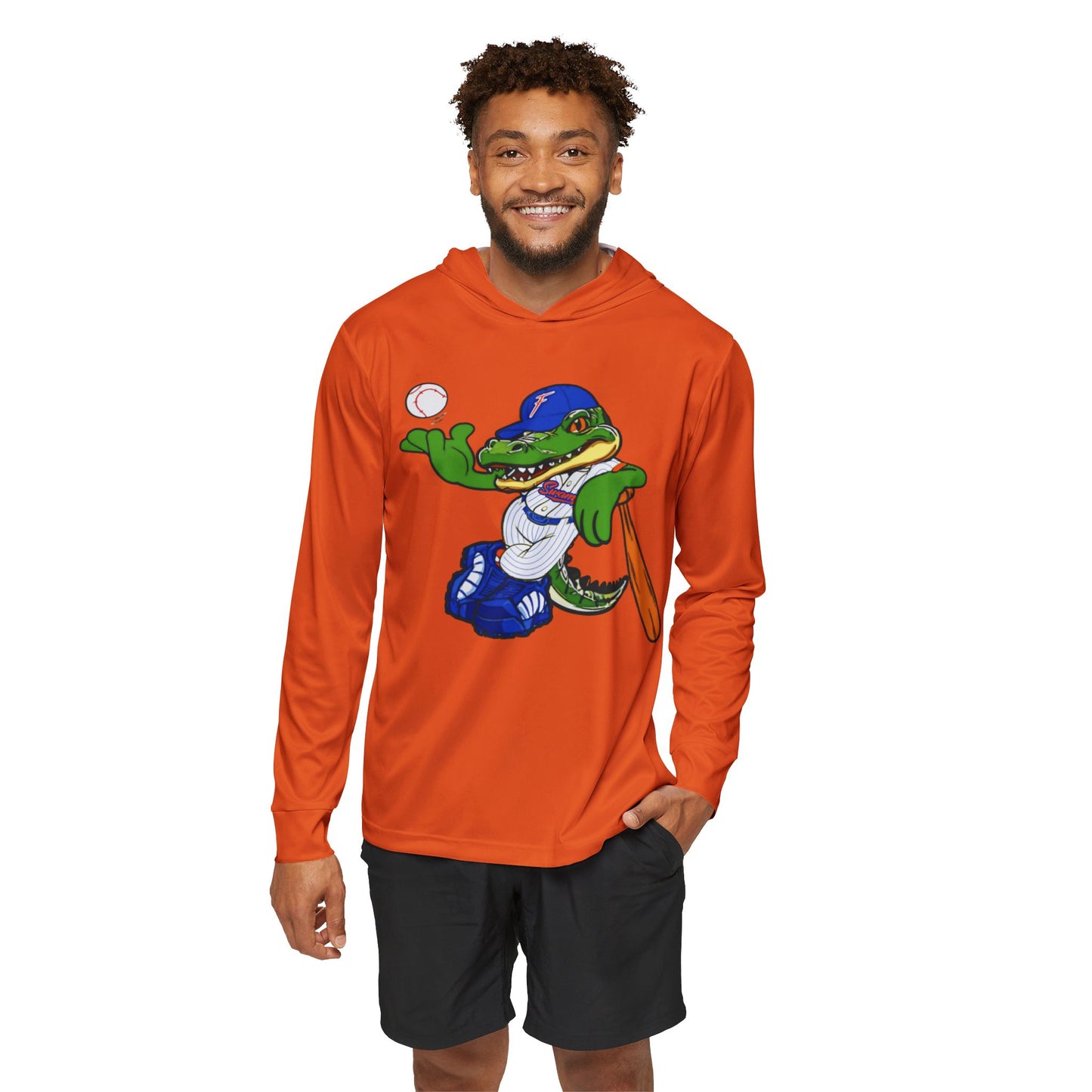 Swamp Baseball (Orange) Men's Sports Warmup Hoodie (AOP)