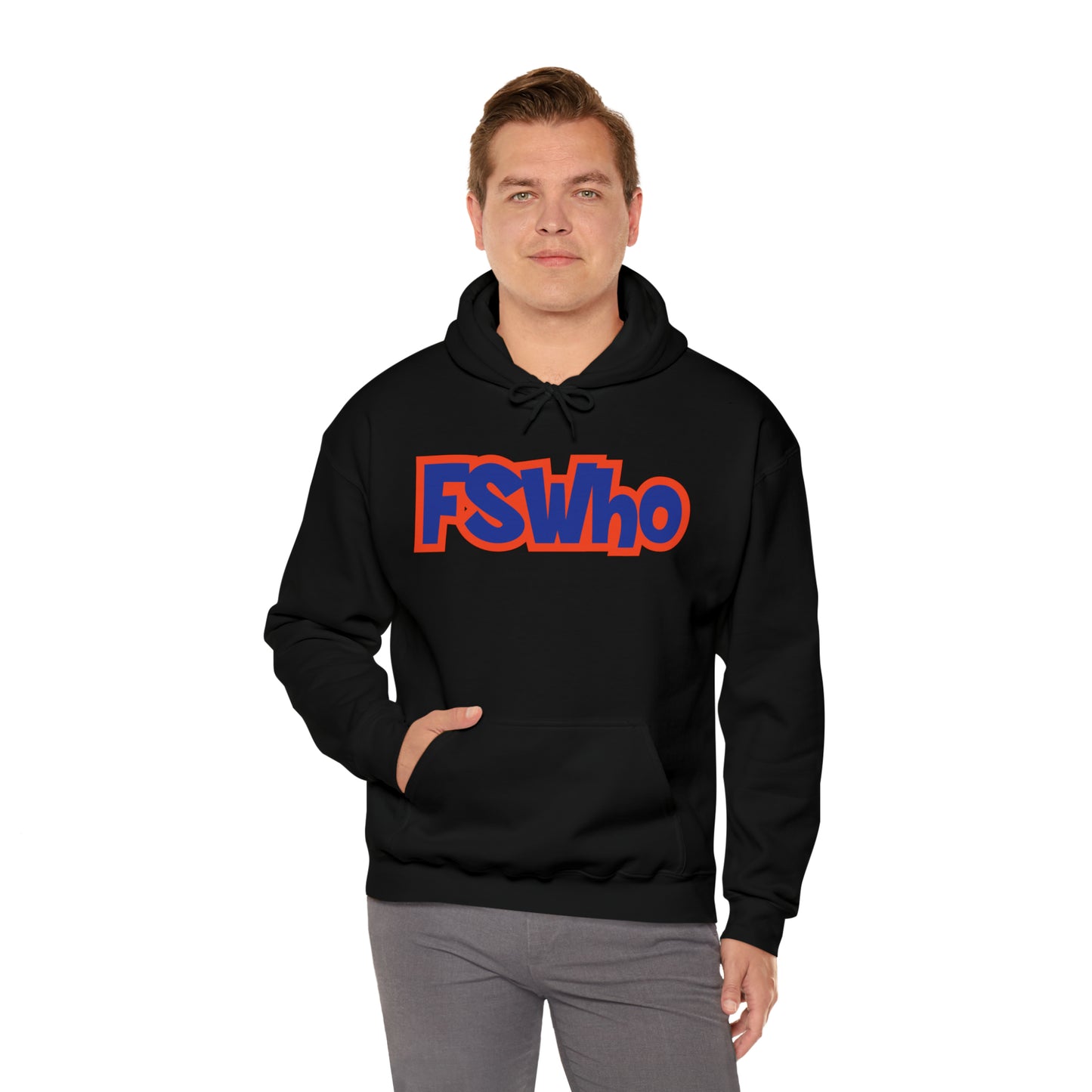 Unisex Heavy Blend™ Hooded Sweatshirt FSWho Blue Lettering
