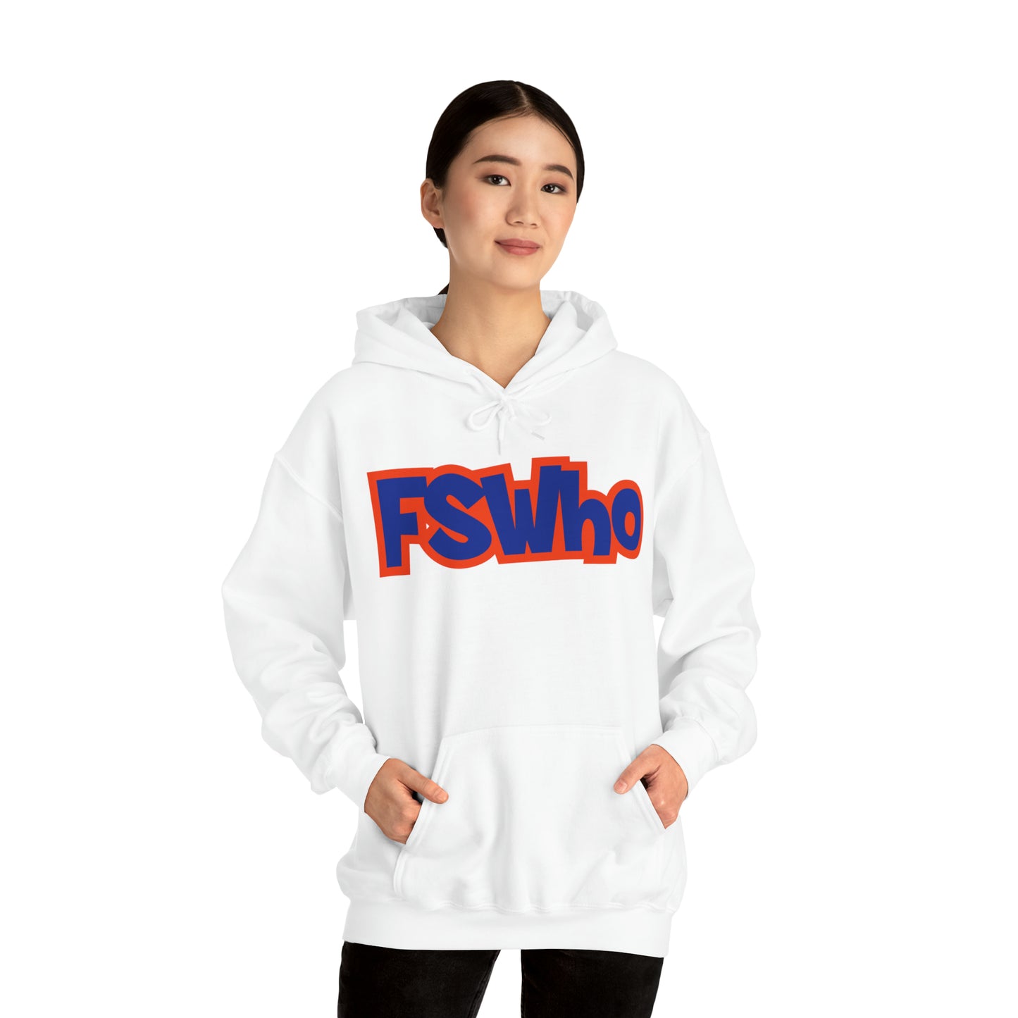 Unisex Heavy Blend™ Hooded Sweatshirt FSWho Blue Lettering