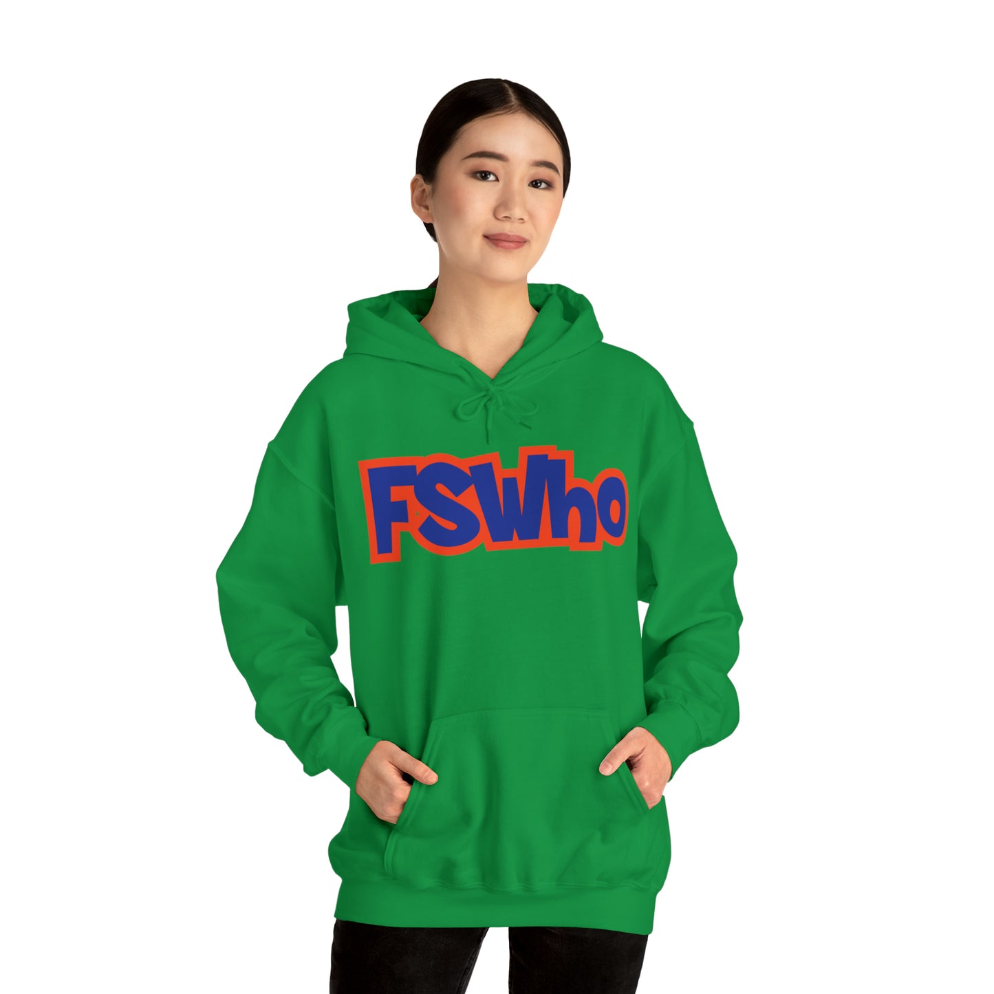 Unisex Heavy Blend™ Hooded Sweatshirt FSWho Blue Lettering