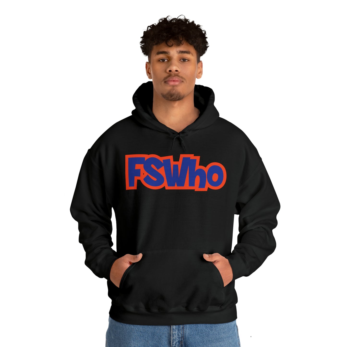 Unisex Heavy Blend™ Hooded Sweatshirt FSWho Blue Lettering