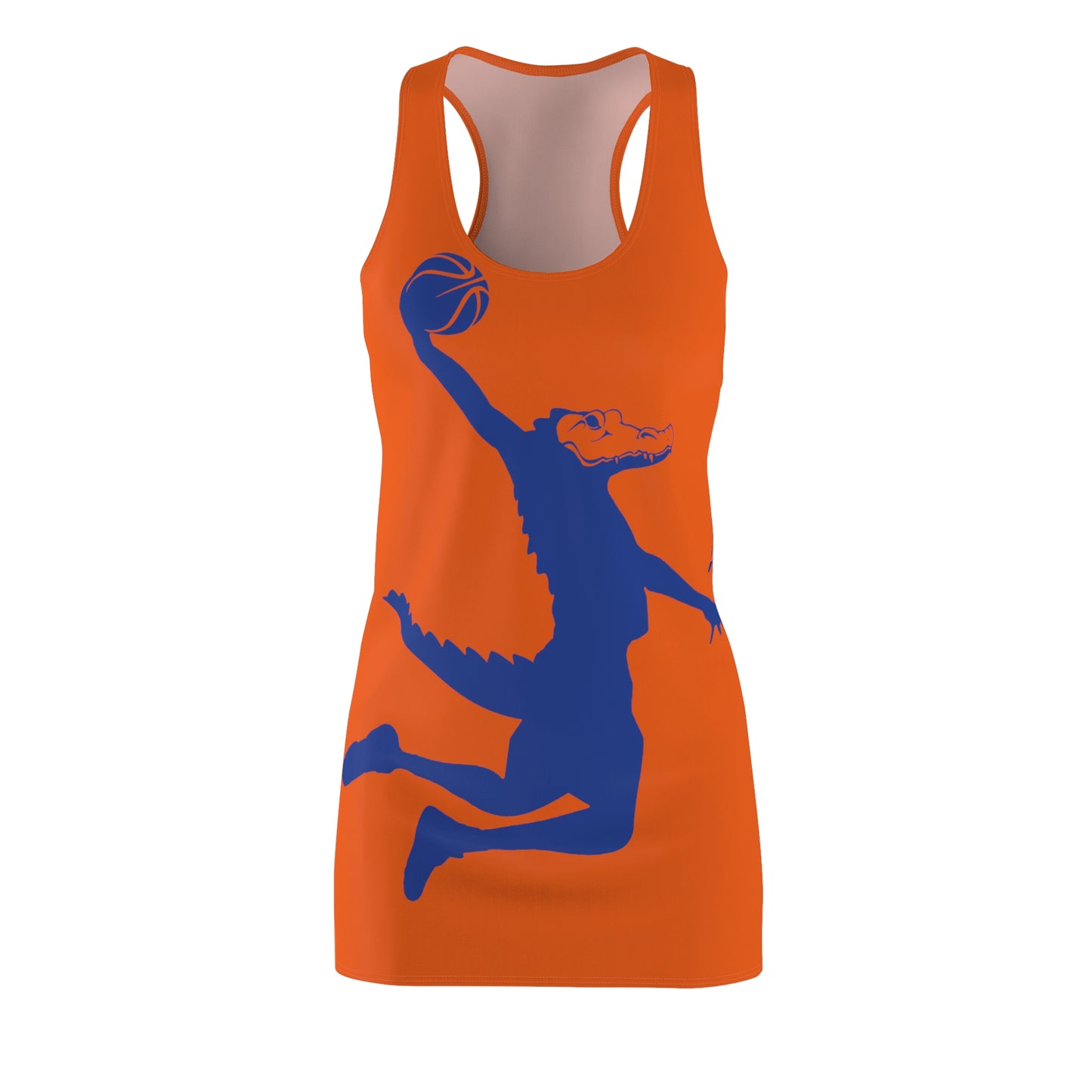 ChompMan Basketball (V5 / Orange) Women's Cut & Sew Racerback Dress (AOP)
