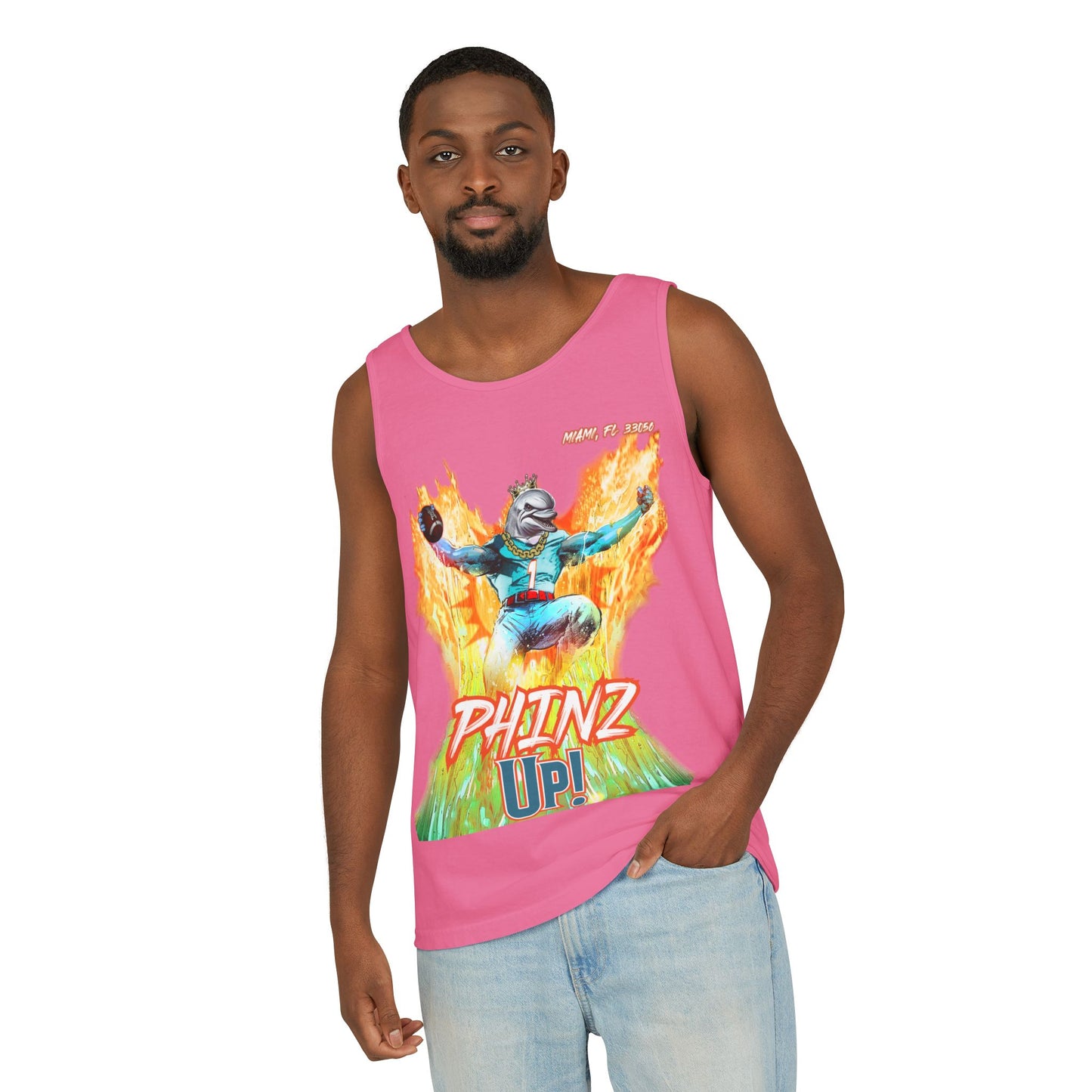 Phins Up (V2) Unisex Garment-Dyed Tank Top