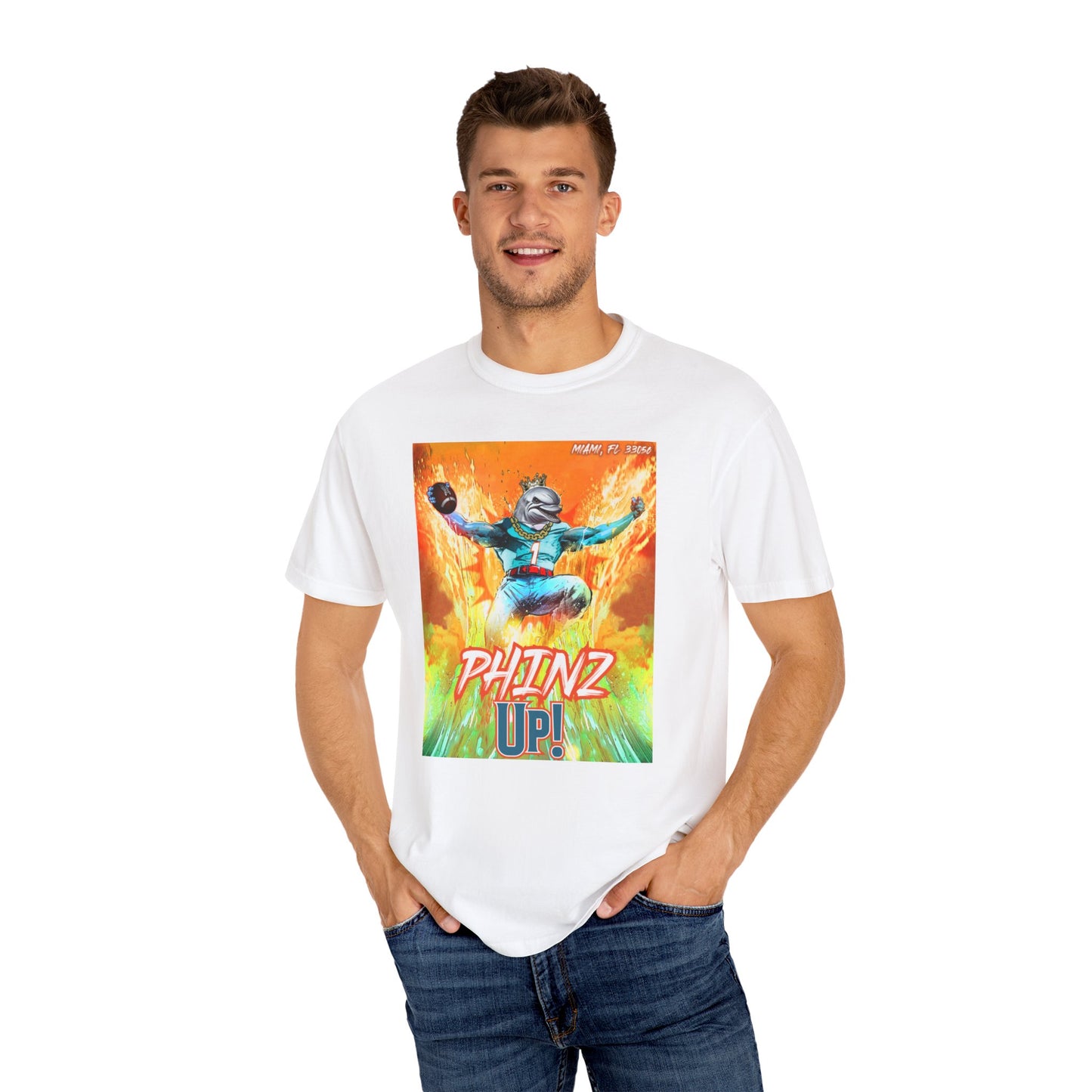Phins Up (V1) Unisex Garment-Dyed T-shirt