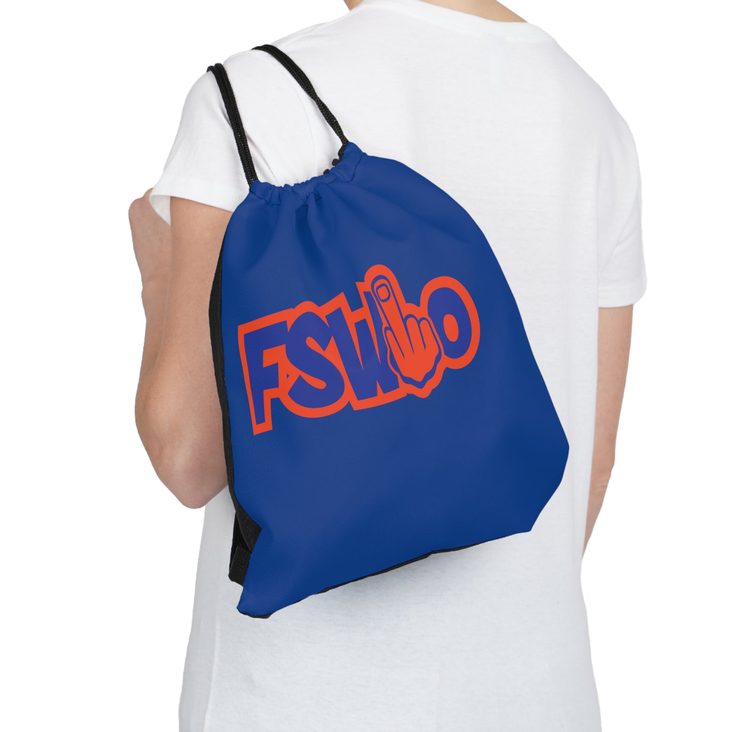 Outdoor Drawstring Bag FSWho w/ Orange Finger (Blue)