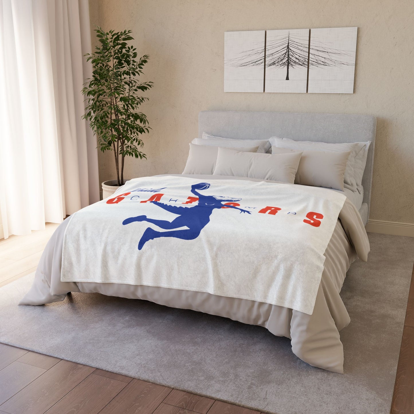 ChompMan Basketball (V1 / White) Soft Polyester Blanket ChompMan_V1
