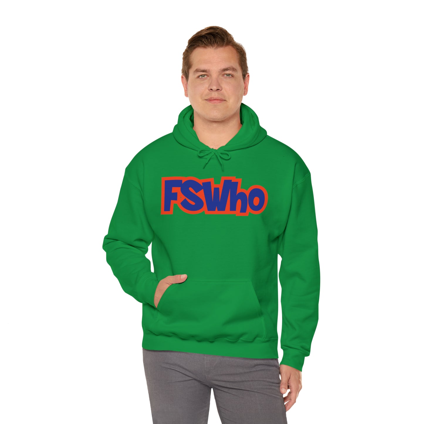 Unisex Heavy Blend™ Hooded Sweatshirt FSWho Blue Lettering