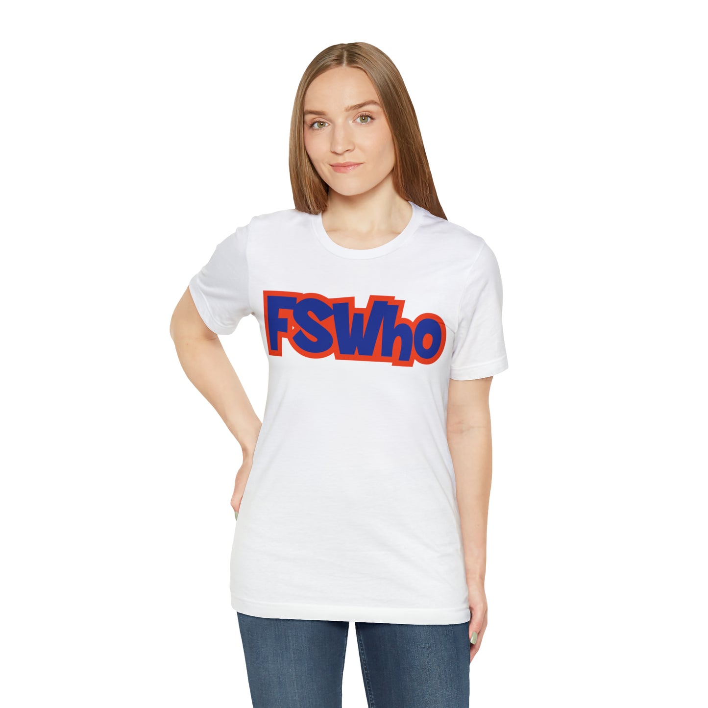 Unisex Jersey Short Sleeve Tee FSWho Blue Lettering