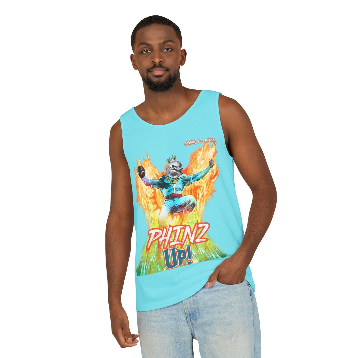 Phins Up (V2) Unisex Garment-Dyed Tank Top