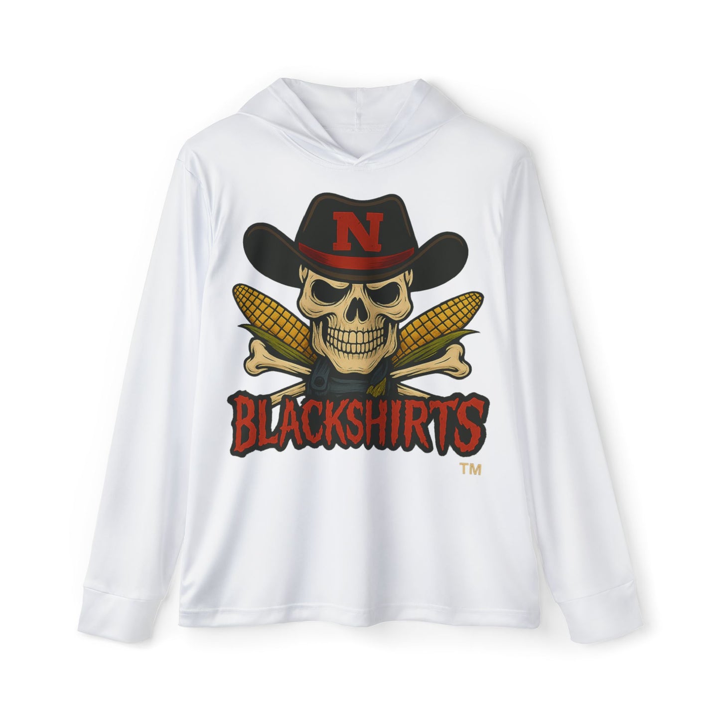 Nebraska Cornhuskers Blackshirts (White) Sports Skull Hoodie, Unique Sportswear, Halloween Gear, Gift for Fans, Active Lifestyle Sweatshirt