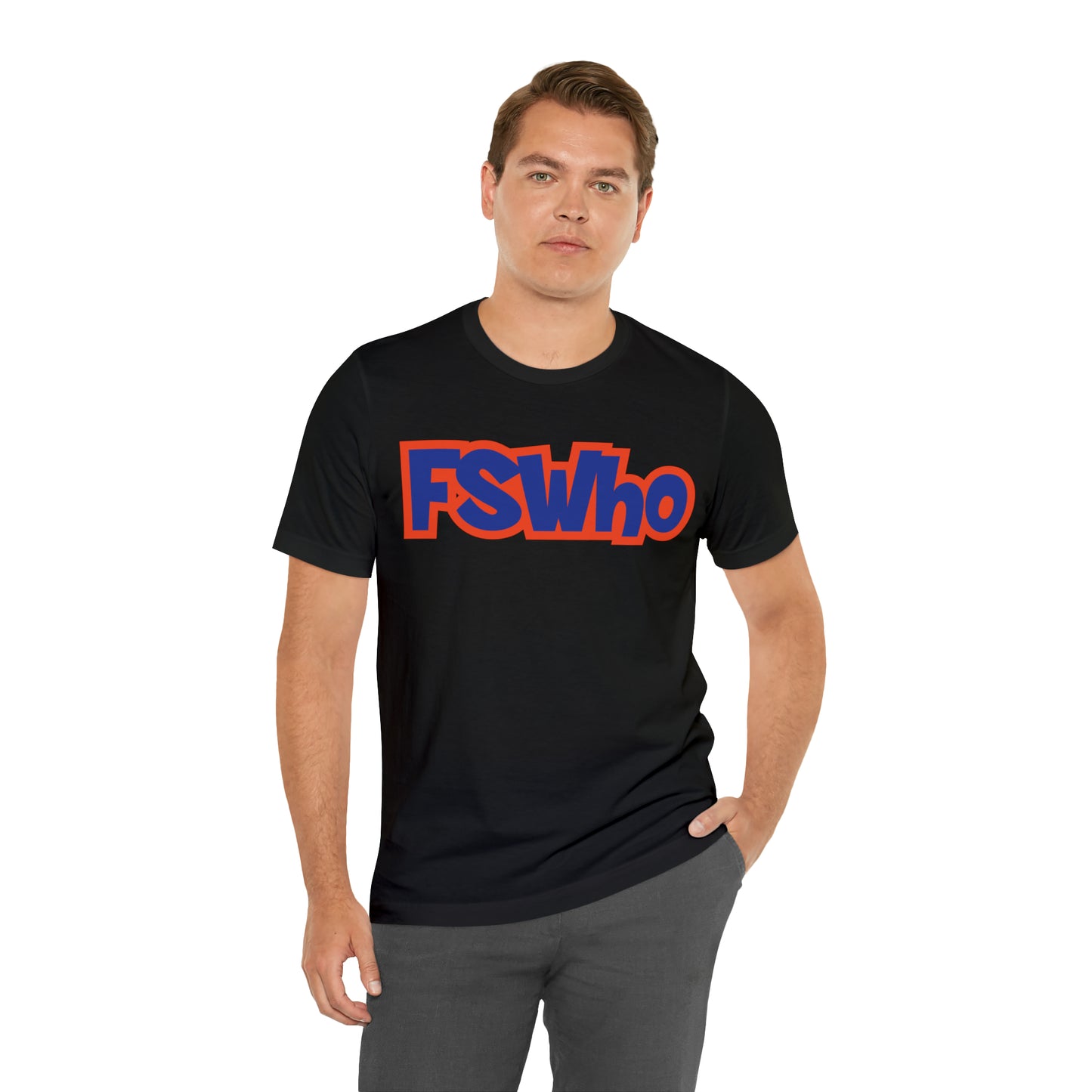Unisex Jersey Short Sleeve Tee FSWho Blue Lettering