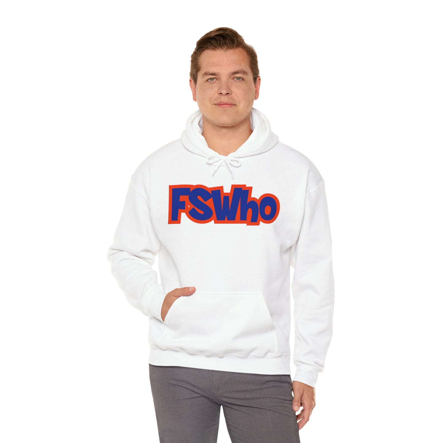 Unisex Heavy Blend™ Hooded Sweatshirt FSWho Blue Lettering