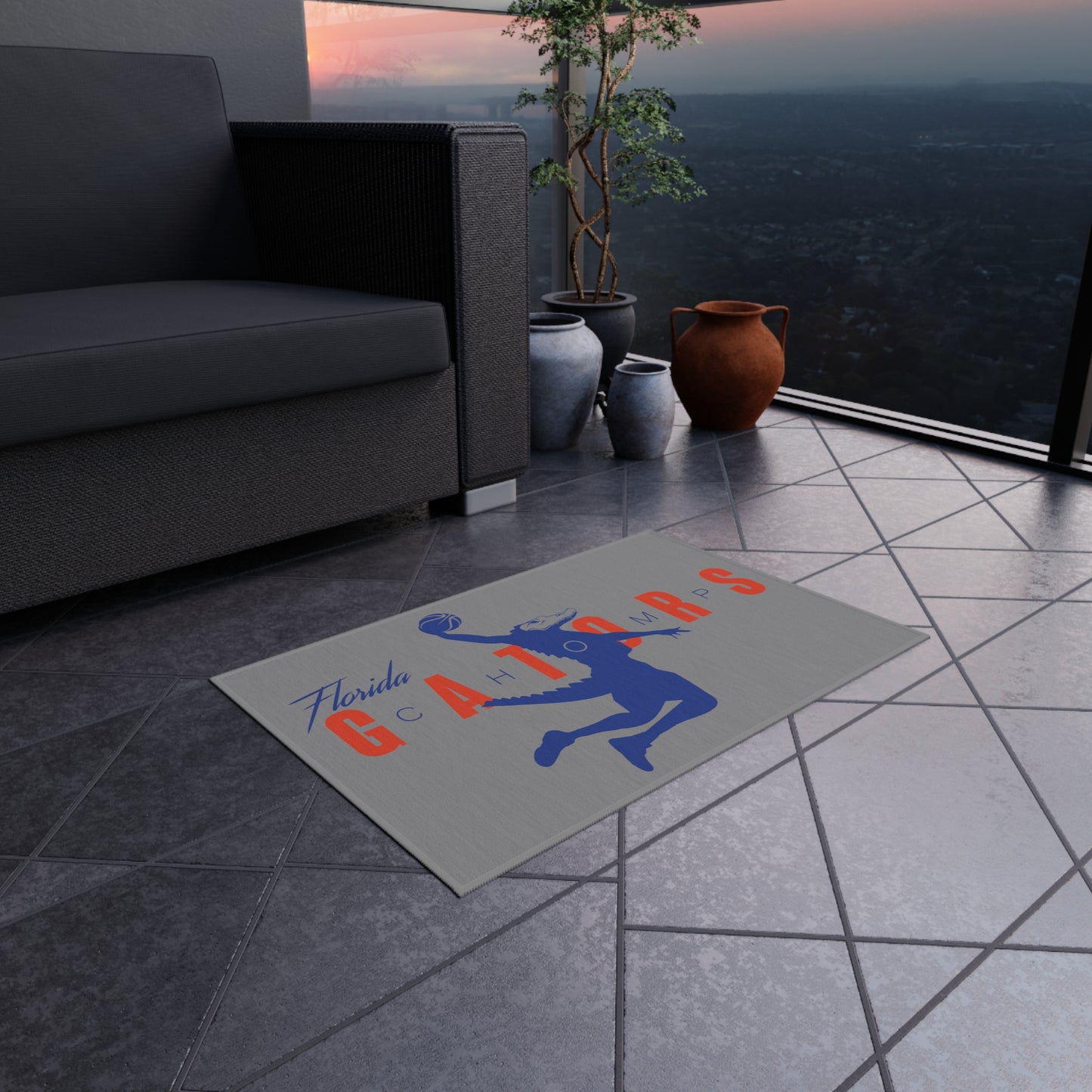 ChompMan Basketball (V1 / Grey) Outdoor Rug