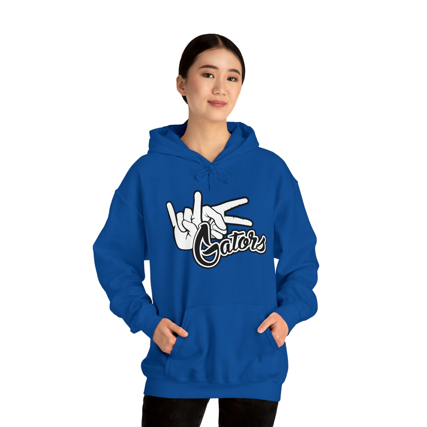 Unisex Heavy Blend™ Hooded Sweatshirt UF (Rock On) Gators Hands (Black and White)