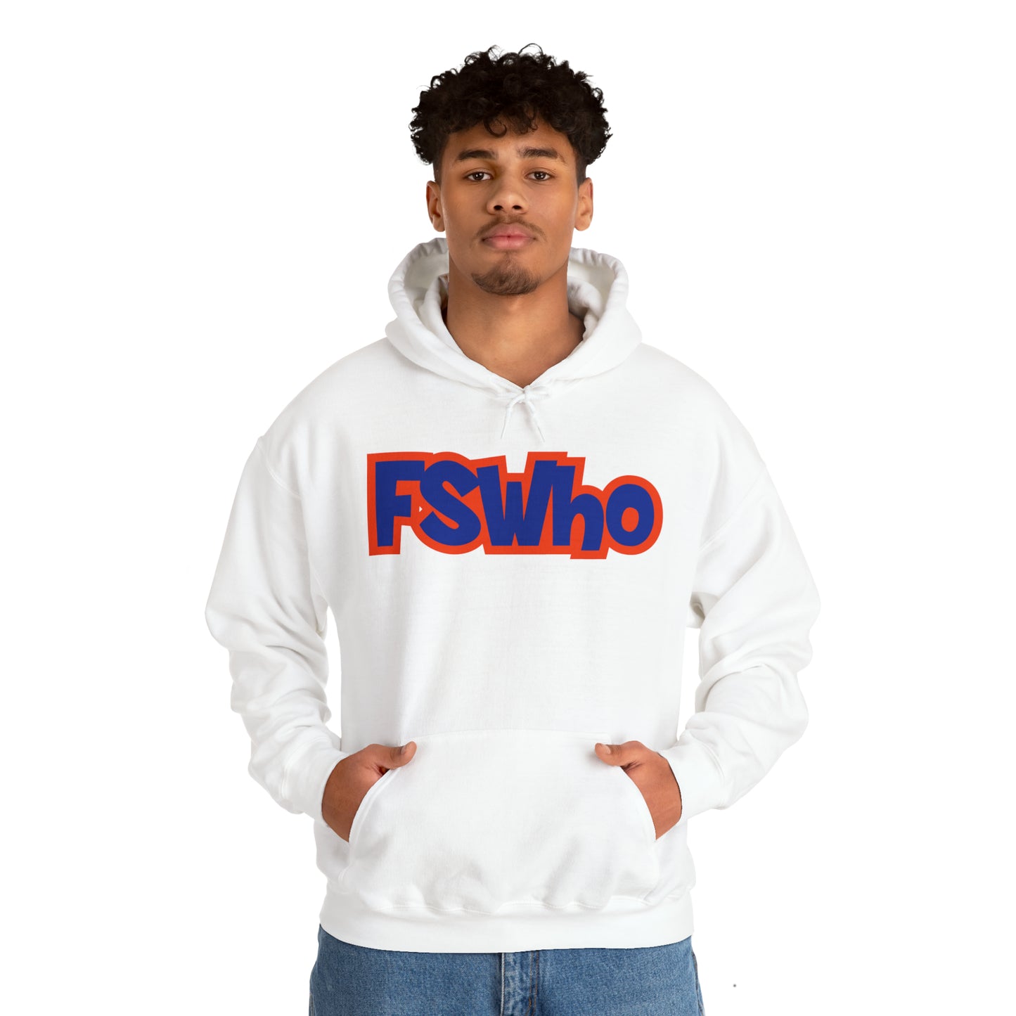 Unisex Heavy Blend™ Hooded Sweatshirt FSWho Blue Lettering