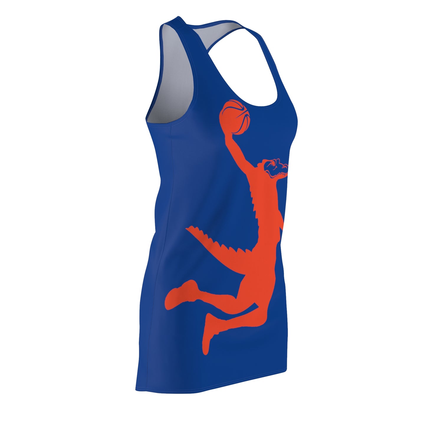 ChompMan Basketball (V6 / Blue) Women's Cut & Sew Racerback Dress (AOP)